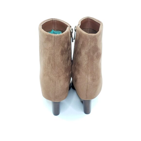 Jessica Simpson Lerra Pointed Toe Ankle Boots Tan Faux Suede Block Heel Size 8.5 - Picture 5 of 13